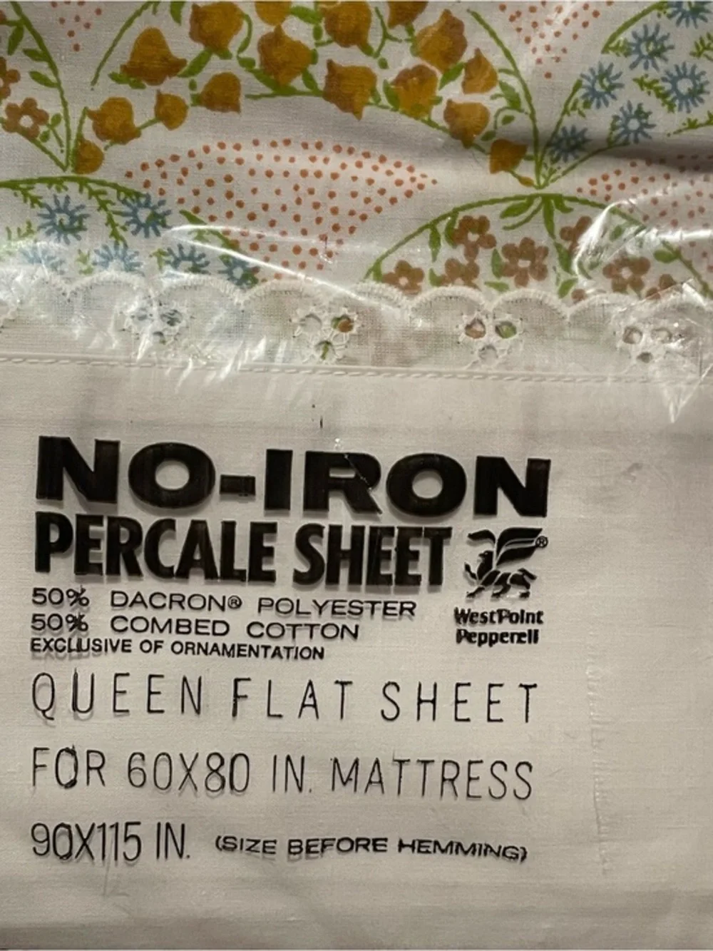 Vintage Lady Pepperell Floral Queen Flat Sheet Scalloped Garden In Package